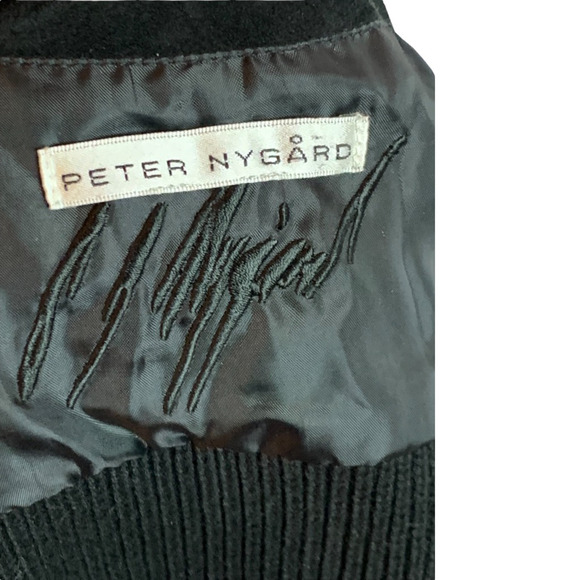 Peter Nygard Womens Jacket Black Floral Zipper Embroidered Knitted Leather M - Picture 9 of 9